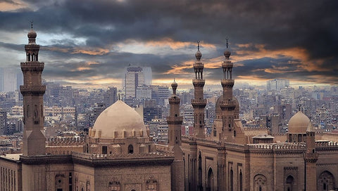 Between Past And The Present Black Ornate Wood Framed Art Print with Double Matting by Olwy, Moutaz