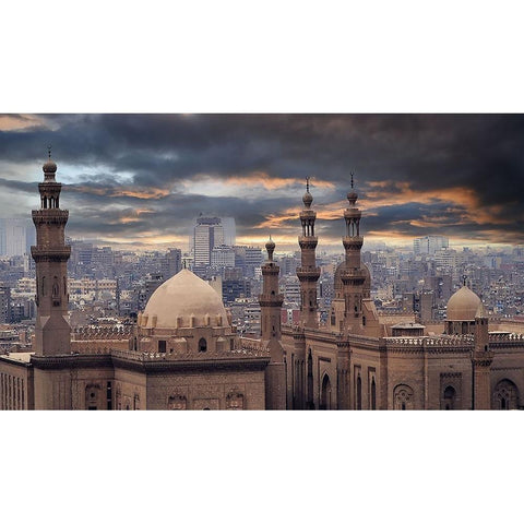 Between Past And The Present Black Modern Wood Framed Art Print with Double Matting by Olwy, Moutaz