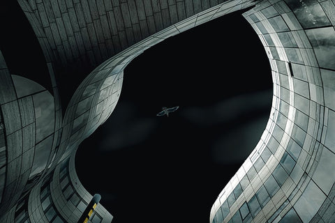 Open Space Black Ornate Wood Framed Art Print with Double Matting by Ruckert, Stephan