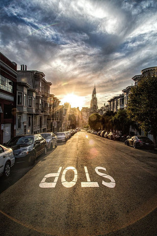 Stop Black Ornate Wood Framed Art Print with Double Matting by Sowter, Ashley