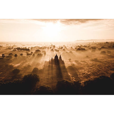 Bagan Black Modern Wood Framed Art Print with Double Matting by Ziomek, Witold