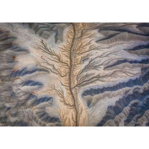 Badlands From The Above Black Modern Wood Framed Art Print with Double Matting by Zheng, Michael