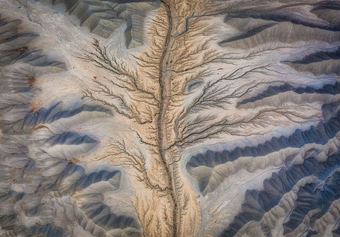 Badlands From The Above Black Ornate Wood Framed Art Print with Double Matting by Zheng, Michael