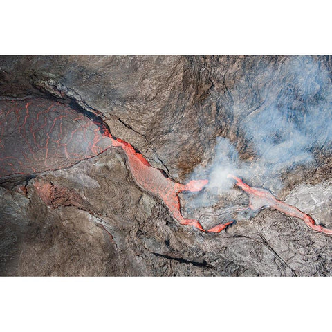 Fagradalsfjall Volcano Black Modern Wood Framed Art Print by Kravanja, Jure