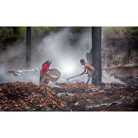 Make Charcoal From Coconut Shells Black Modern Wood Framed Art Print with Double Matting by Muliani Hartojo, Angela