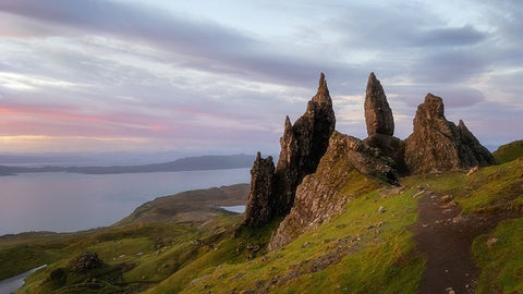 Old Man Storr-Scotland Black Ornate Wood Framed Art Print with Double Matting by Simon, Ricky