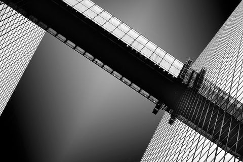 Diagonal Crossing White Modern Wood Framed Art Print with Double Matting by Van Son, Greetje