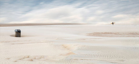 Lonely Surfer White Modern Wood Framed Art Print with Double Matting by Claes, Gilbert