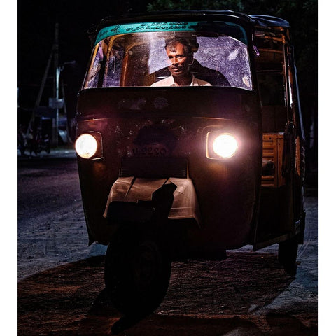 Tuk Tuk DrIVer White Modern Wood Framed Art Print by Avila, Fernando