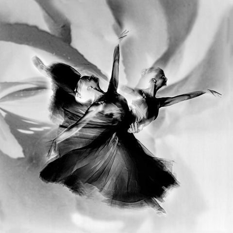 Dance In Black And White White Modern Wood Framed Art Print with Double Matting by Pansky, Rachel