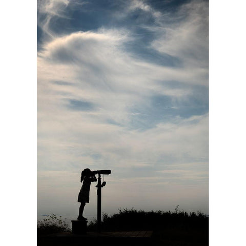 Girl And Binoculars Black Modern Wood Framed Art Print with Double Matting by Gronkjar, Lotte