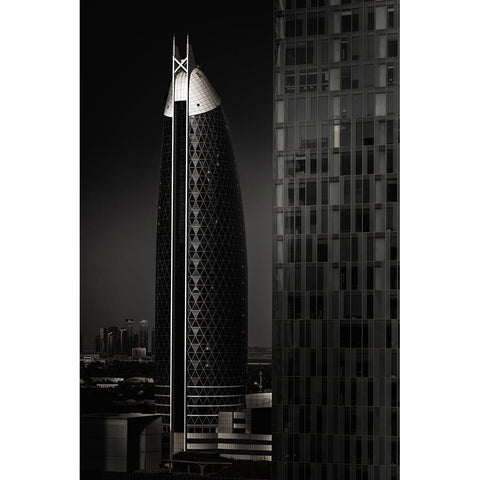 Textured  - Dubai Black Modern Wood Framed Art Print with Double Matting by Mathew, Jobin