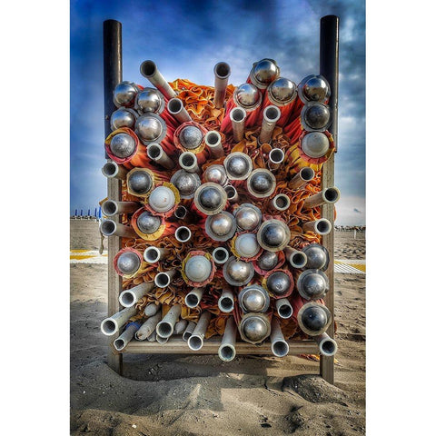 ...On The Beach Gold Ornate Wood Framed Art Print with Double Matting by Bissacco, Alberto