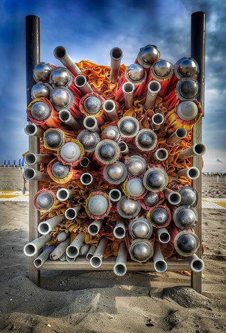 ...On The Beach White Modern Wood Framed Art Print with Double Matting by Bissacco, Alberto