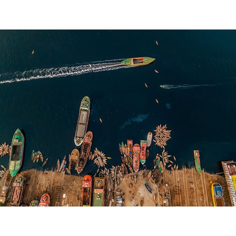 Dockyard Gold Ornate Wood Framed Art Print with Double Matting by Alam Khan, Rakibul