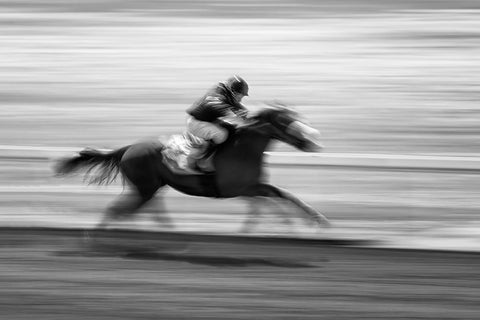 Horse Racing 5 Black Ornate Wood Framed Art Print with Double Matting by Zhou, Steven
