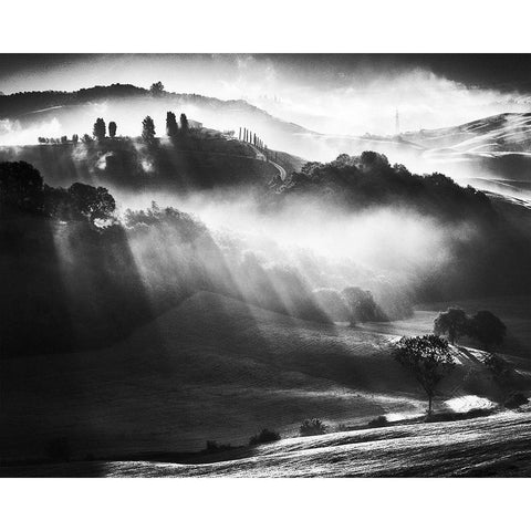 Sunrise Black Modern Wood Framed Art Print with Double Matting by Prioteasa, Sebastian