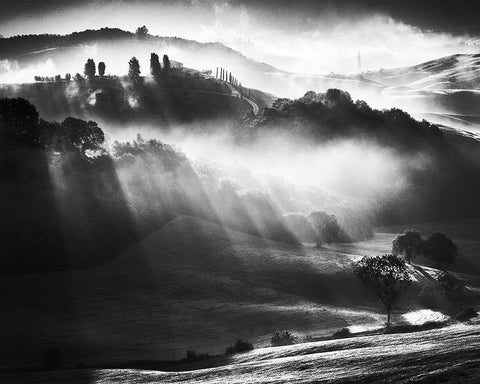 Sunrise White Modern Wood Framed Art Print with Double Matting by Prioteasa, Sebastian