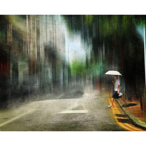 Street White Modern Wood Framed Art Print by Lammakmak