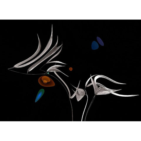 Night Concerto... Black Modern Wood Framed Art Print with Double Matting by Dufour, Thierry