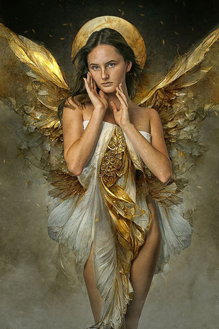 Goldenangel White Modern Wood Framed Art Print with Double Matting by Egger, Marcel