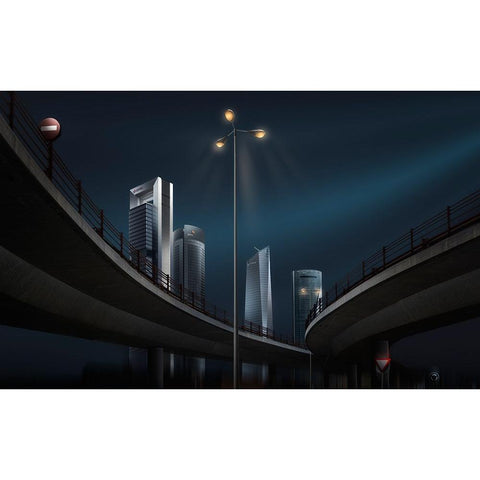 4 Torres Drama White Modern Wood Framed Art Print by Otero Sobrino, Dani