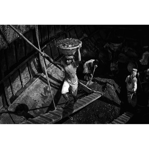 Coal Carriers - 6243 Black Modern Wood Framed Art Print by Garik