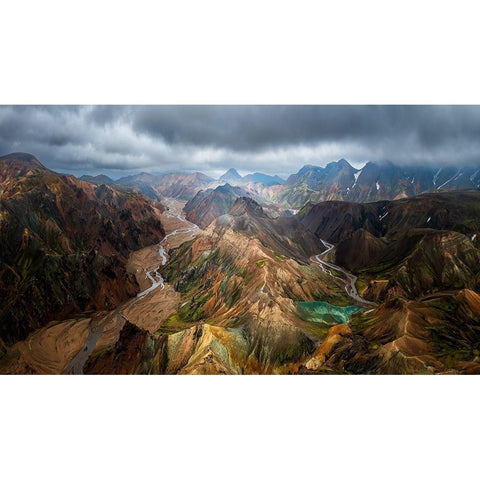 Iceland Landscape Black Modern Wood Framed Art Print with Double Matting by Bian, James