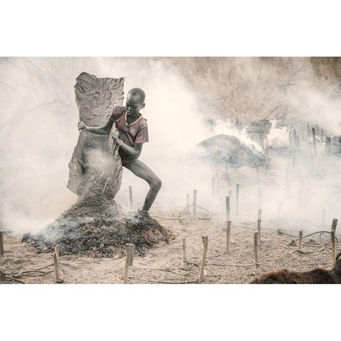 Adding Fuel To The Fire Gold Ornate Wood Framed Art Print with Double Matting by Cole, Trevor