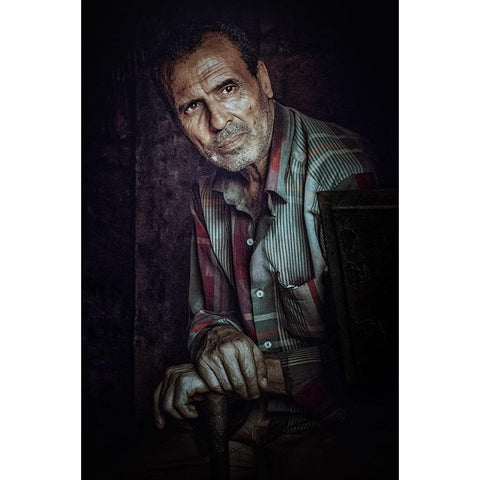 Portrait Black Modern Wood Framed Art Print by Elsharma, Yasmin