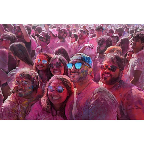 Holi Fest Black Modern Wood Framed Art Print with Double Matting by Chang, Jiangping