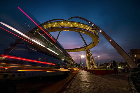 City Of Joy White Modern Wood Framed Art Print with Double Matting by Patra, Suvankar