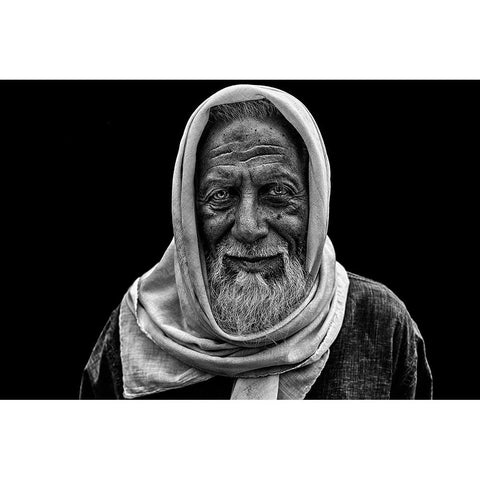 Smile Of An Old Man Gold Ornate Wood Framed Art Print with Double Matting by P Roy, Partha