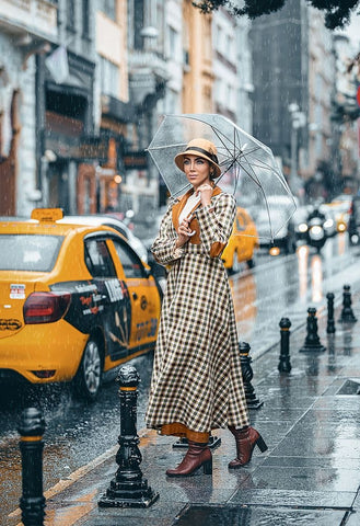 Under The Rain! Black Ornate Wood Framed Art Print with Double Matting by Behzadi Boroujeni, Amir