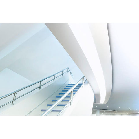 Soft Blue Ascent White Modern Wood Framed Art Print by Van Son, Greetje