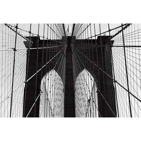 Brooklyn Bridge White Modern Wood Framed Art Print by Martin, Rikard