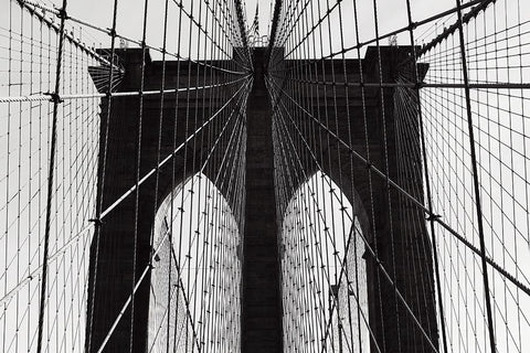 Brooklyn Bridge White Modern Wood Framed Art Print with Double Matting by Martin, Rikard