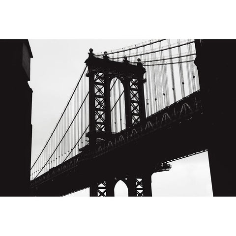 Manhattan Bridge White Modern Wood Framed Art Print by Martin, Rikard