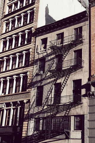 New York City Fire Escapes White Modern Wood Framed Art Print with Double Matting by Martin, Rikard