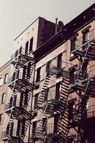 New York City Fire Escapes 02 White Modern Wood Framed Art Print with Double Matting by Martin, Rikard