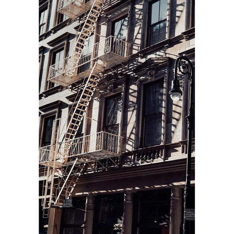 New York City Fire Escapes 03 White Modern Wood Framed Art Print by Martin, Rikard