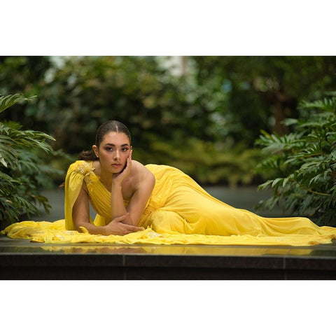 Greek Queen In Yellow Black Modern Wood Framed Art Print with Double Matting by Belal, Ahmad