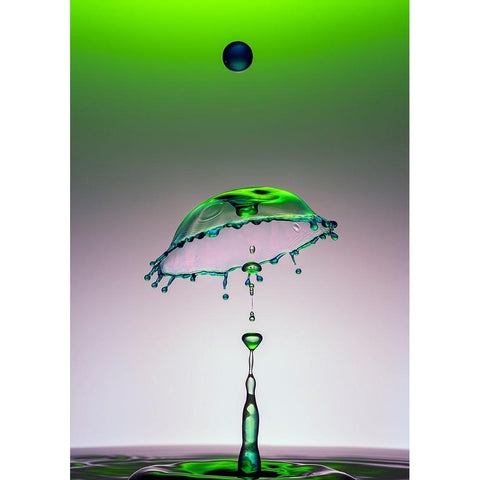 Dancing Drops Black Modern Wood Framed Art Print by Sayadi, Yousef
