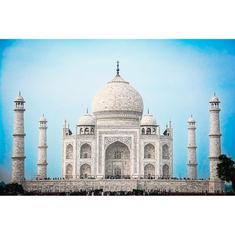 Taj Mahal Gold Ornate Wood Framed Art Print with Double Matting by Amro