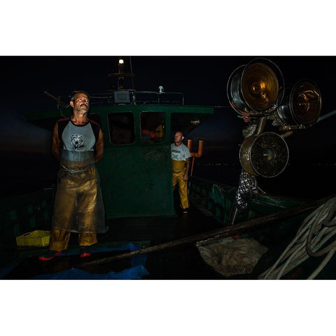 Fishermen 1 Black Modern Wood Framed Art Print by Rampinelli, Roberto