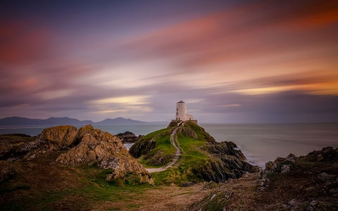 Ynys-Llanddwyn Lighthouse Black Ornate Wood Framed Art Print with Double Matting by Zhen Yu, James