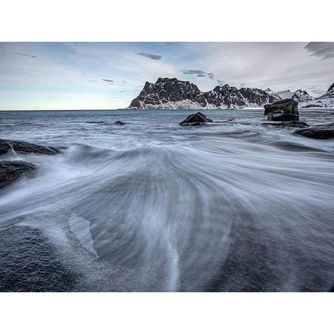 UttakleIV Beach White Modern Wood Framed Art Print by Goossens, Henk