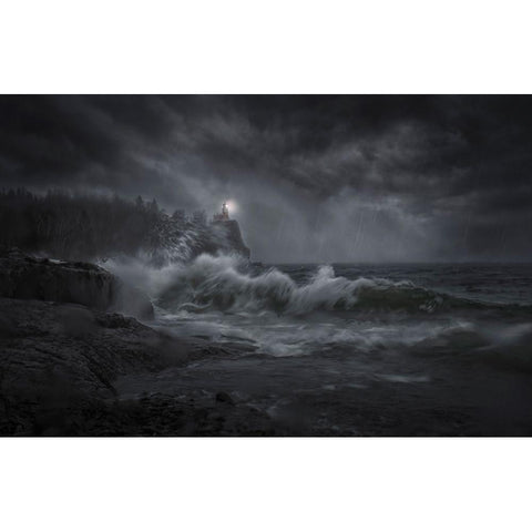 Storm Day White Modern Wood Framed Art Print by Deng, Larry