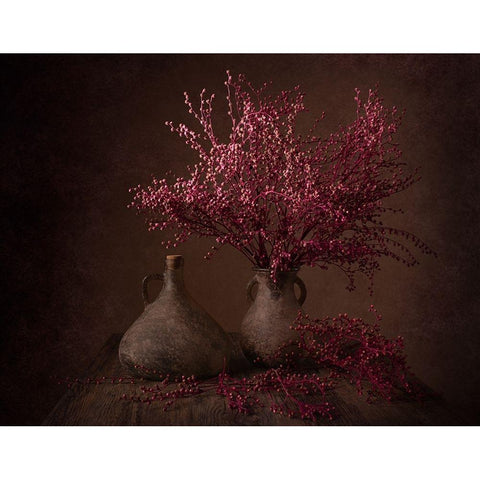 Purple Black Modern Wood Framed Art Print with Double Matting by Perfoncio, Margareth