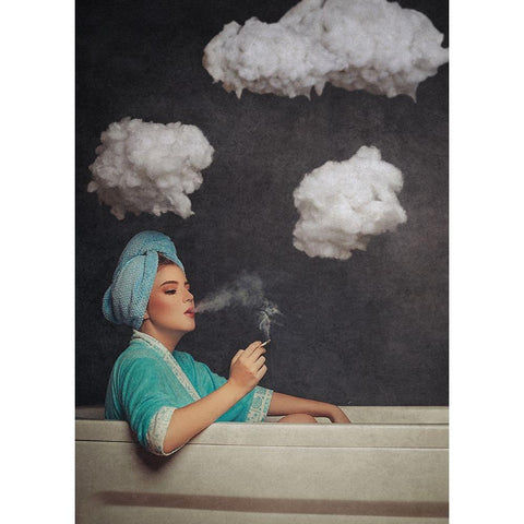 Smoke Out White Modern Wood Framed Art Print by Abdillah, Djayent